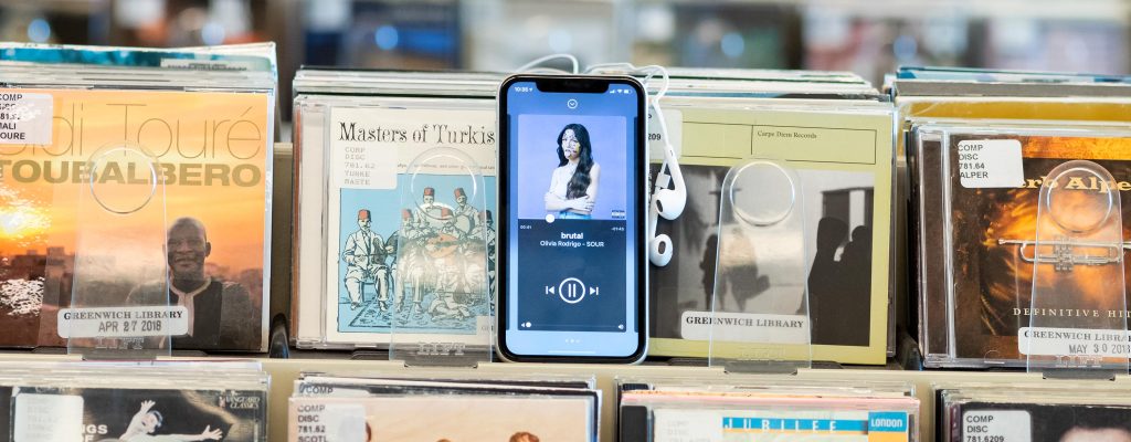 iPod on book shelf