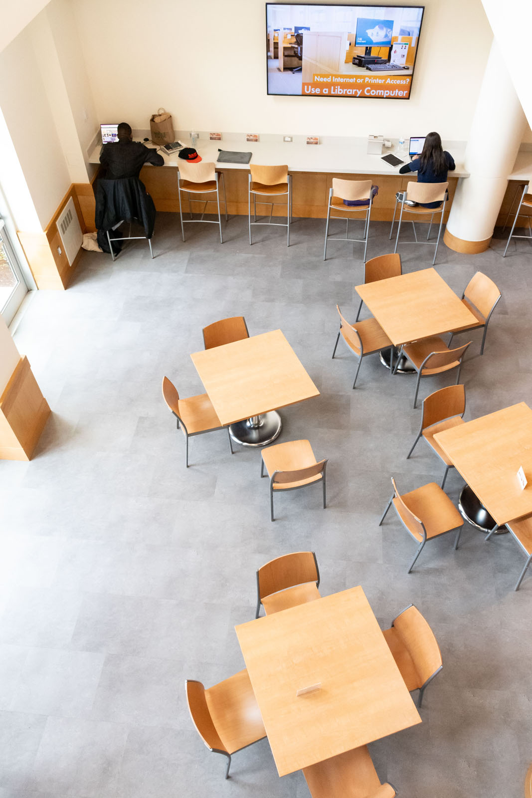 Overhead view of the Cafe at Greenwich Library